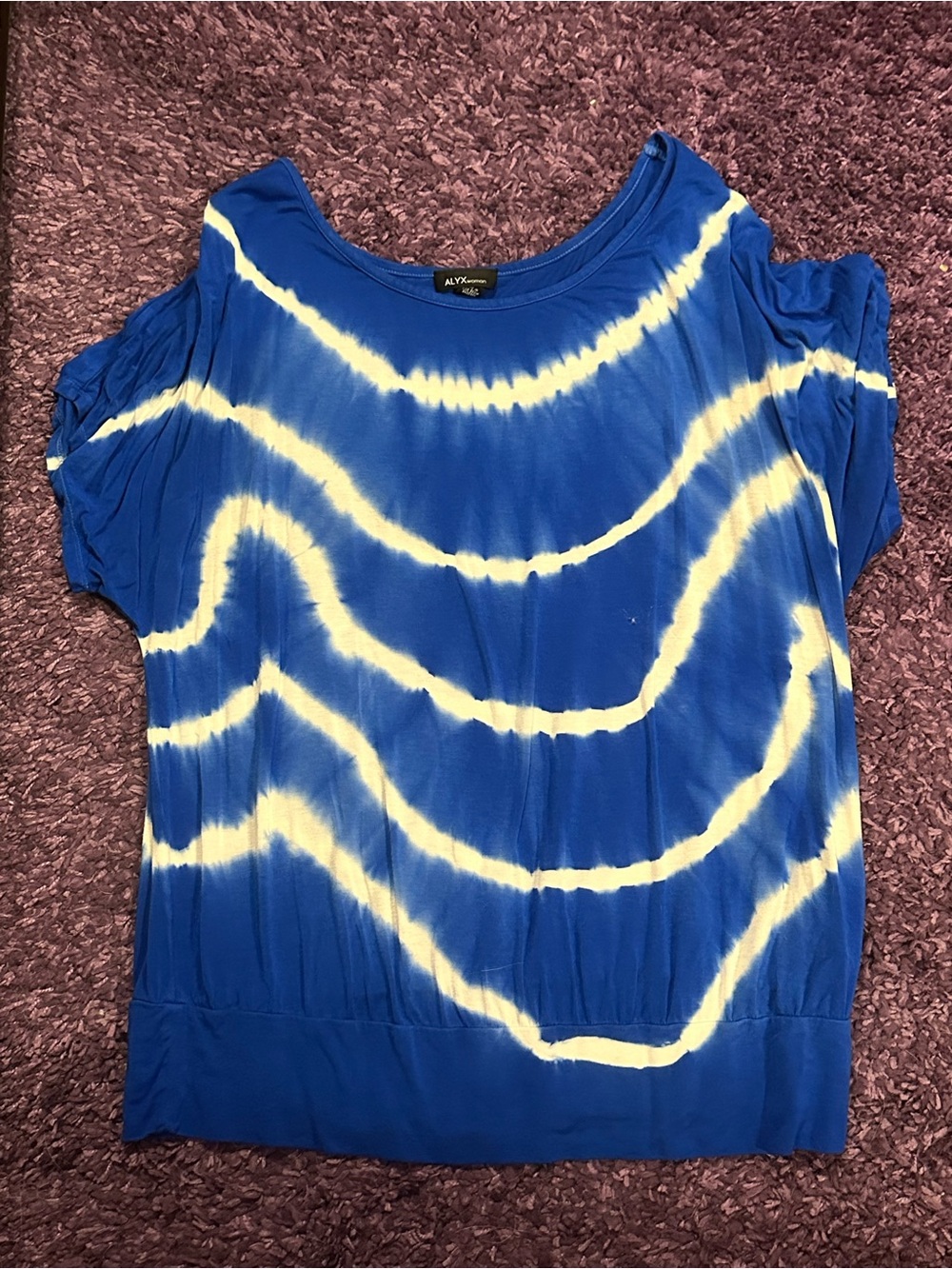ALYX Blue and White Tie-Dye Drape Sleeve Top Size 1X